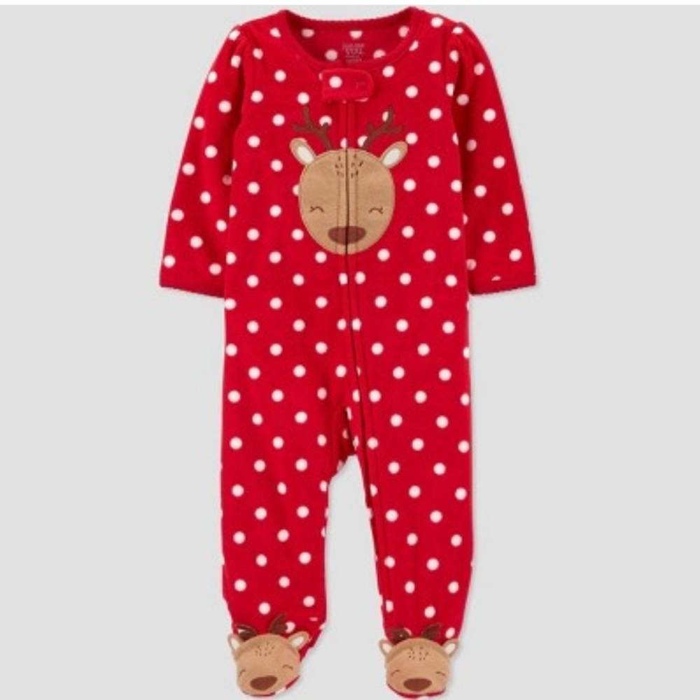 🎁 Baby Girls' Reindeer fleece sleep & play